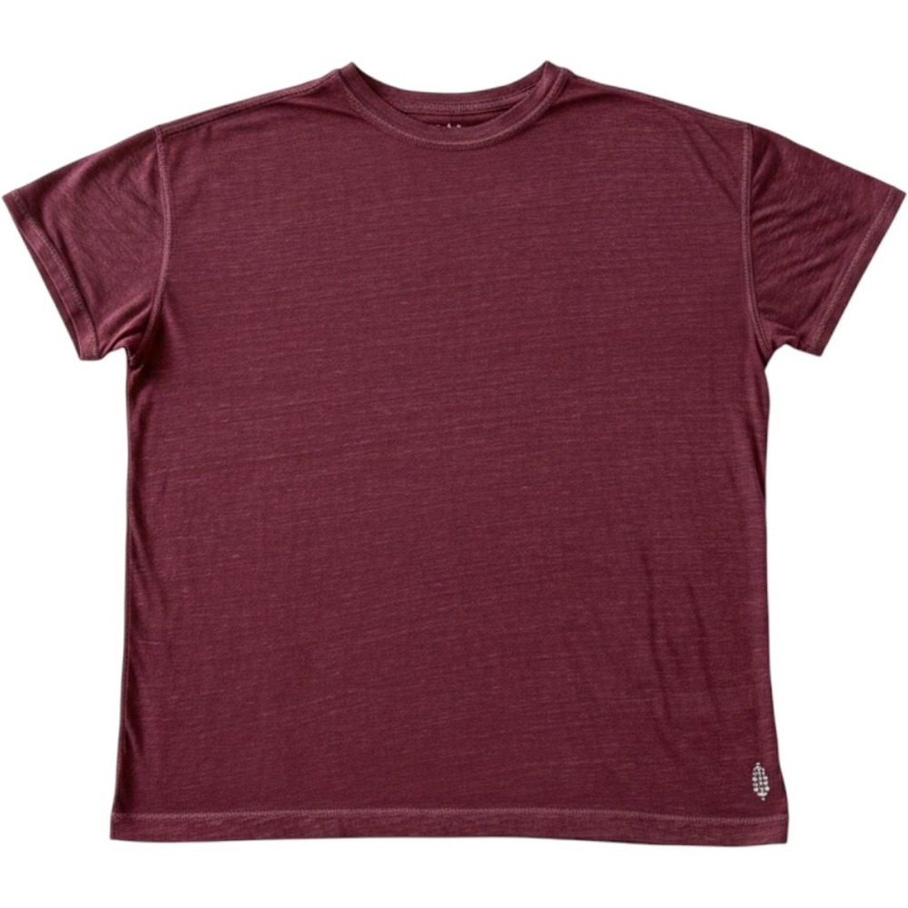 Free People FP Movement Women S Burgundy Heathered Short Sleeve Activewear Tee